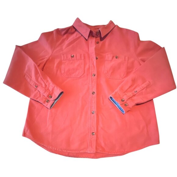 L.L.Bean Womens Coral Long Sleeve Flannel Button-Up Cotton Shirt GORP Core - Picture 1 of 7